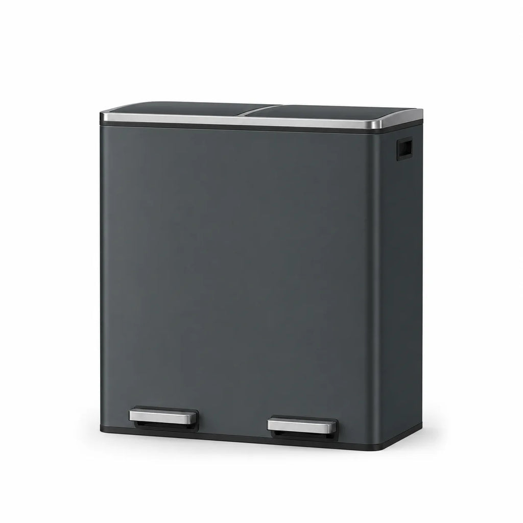 Poubelle double compartiment-60L Poubelle grise Large 2x30L
