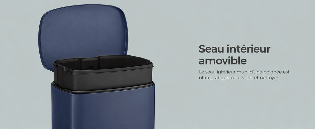 Poubelle à pédale - Poubelle bleu -50L