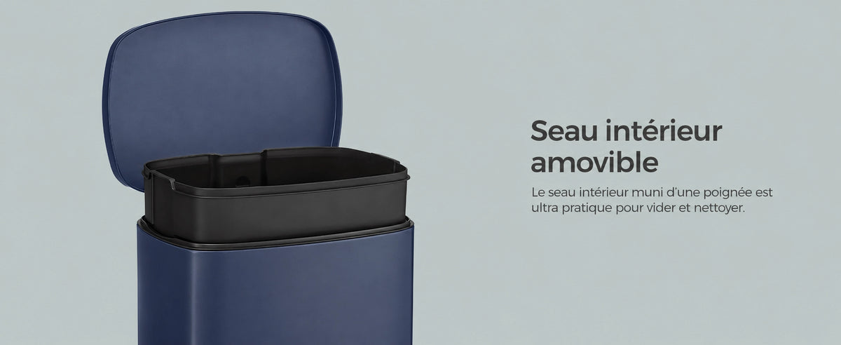 Poubelle à pédale - Poubelle bleu -50L