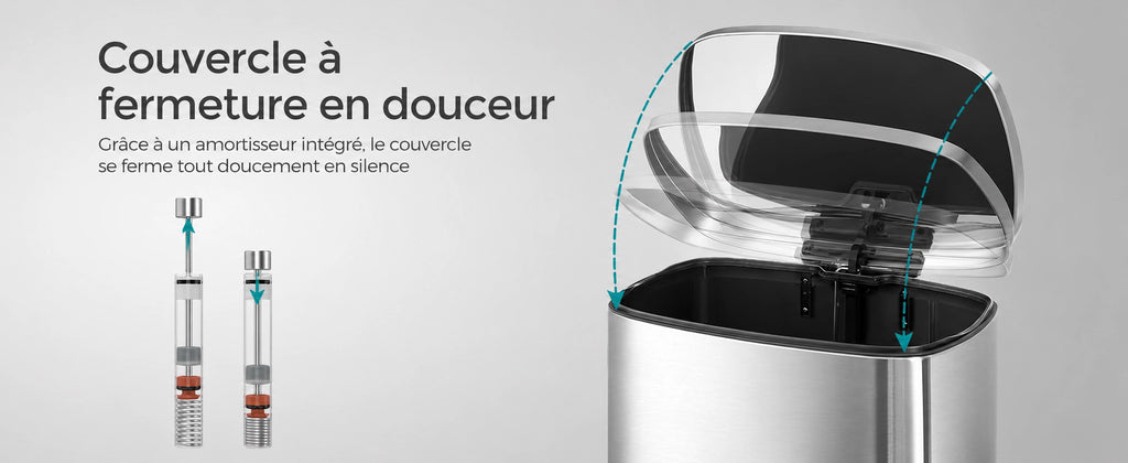 Poubelle à pédale - poubelle grise - 50L