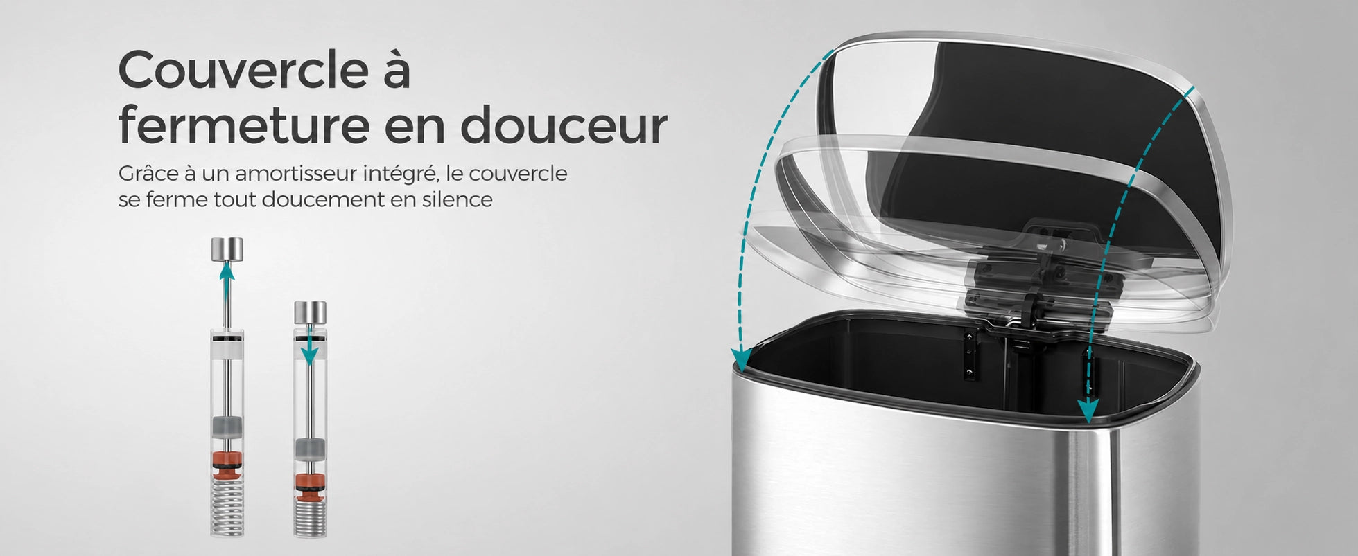 Poubelle à pédale - poubelle grise - 50L