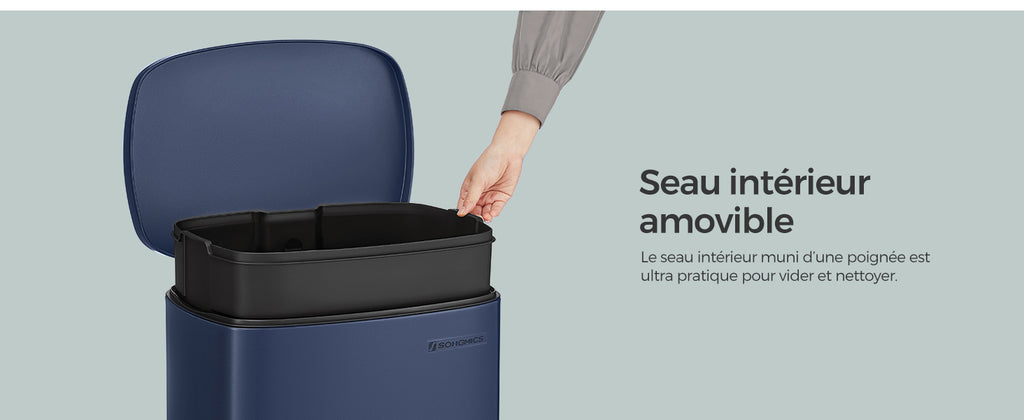 Poubelle à pédale - Poubelle bleu -50L