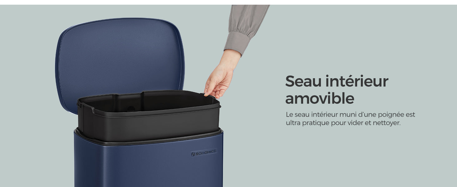 Poubelle à pédale - Poubelle bleu -50L