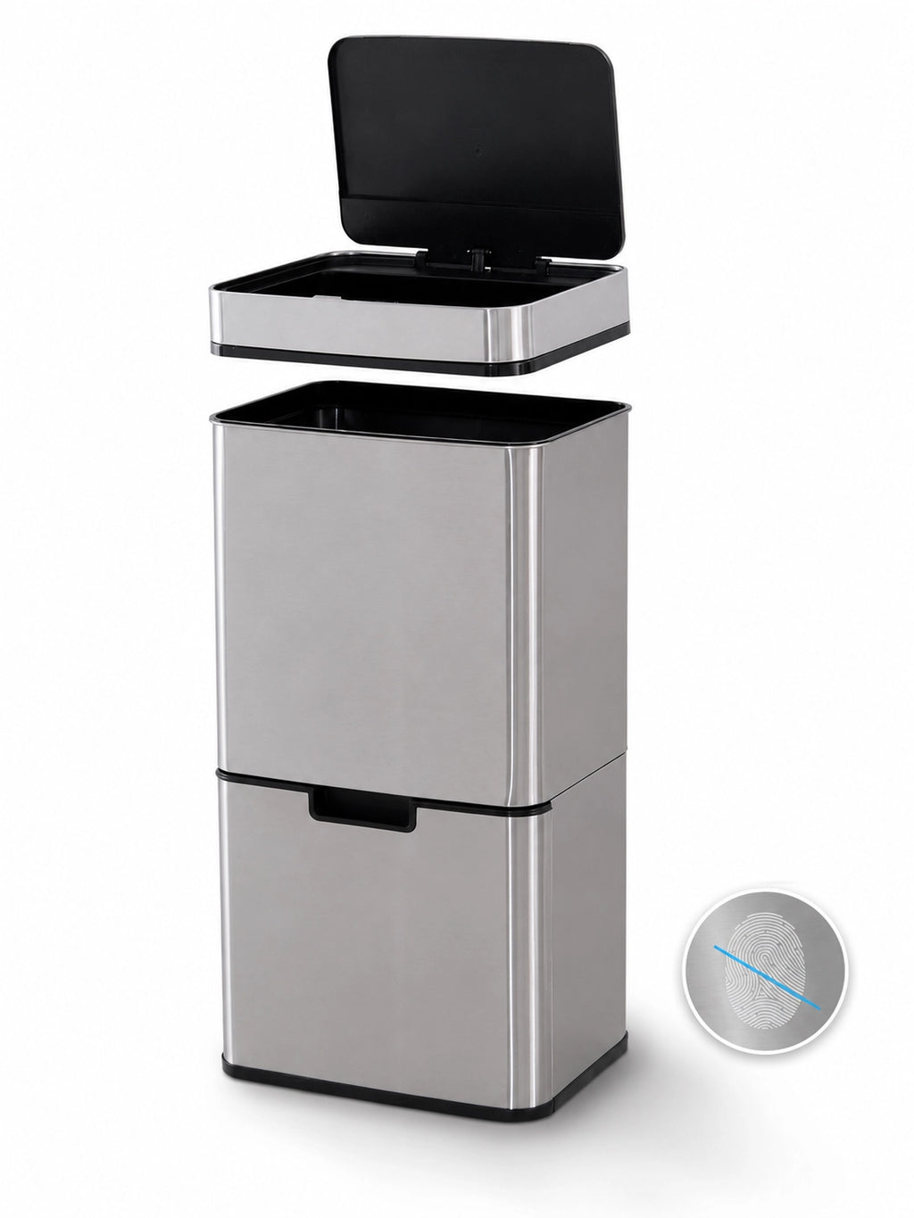 Poubelle de Tri Sélectif Cuisine TRINOVA 72L – Gris Inox