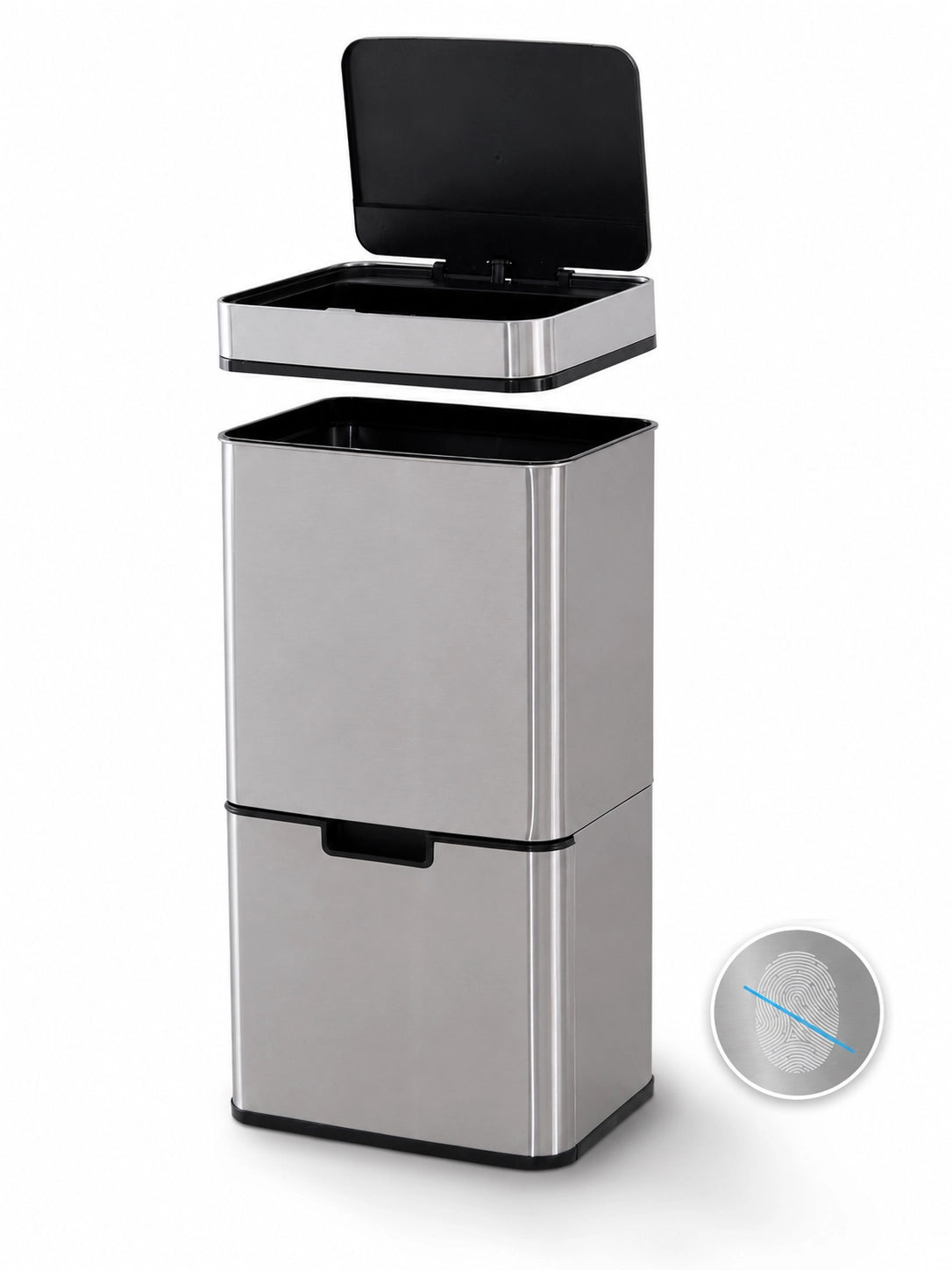 Poubelle tri-sélectif - Poubelle cuisine en acier inoxydable
