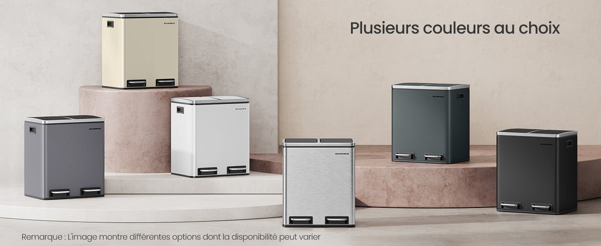 Poubelle double compartiment-  Poubelle beige 2 x 15L