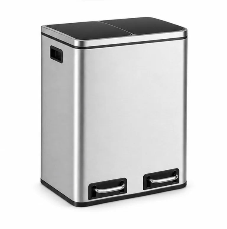 Poubelle double compartiment-  Poubelle beige 2 x 15L