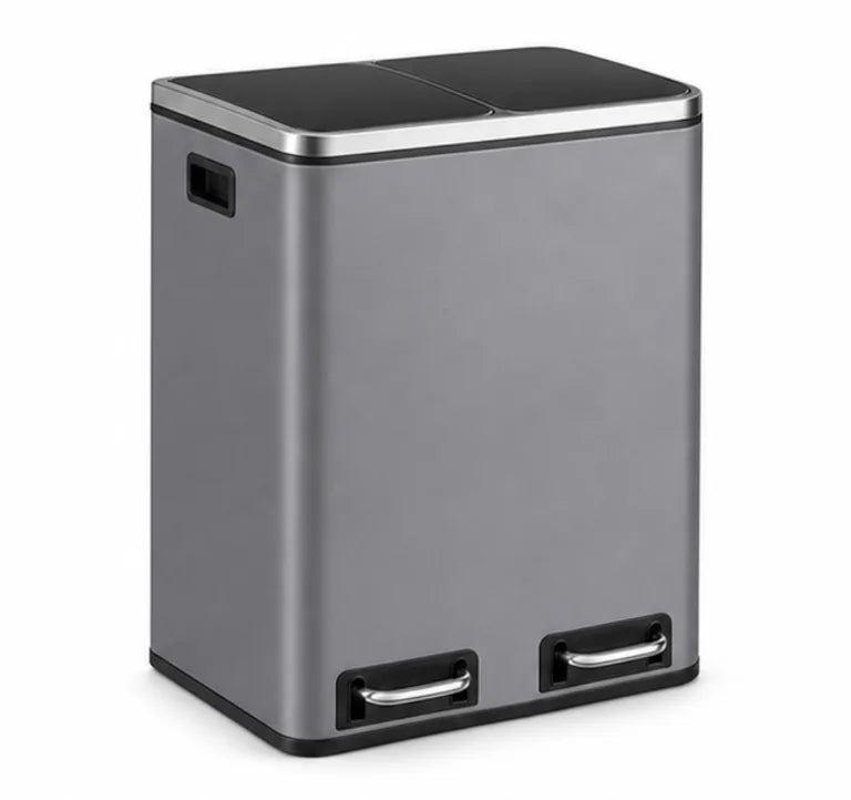 Poubelle double compartiment-  Poubelle beige 2 x 15L