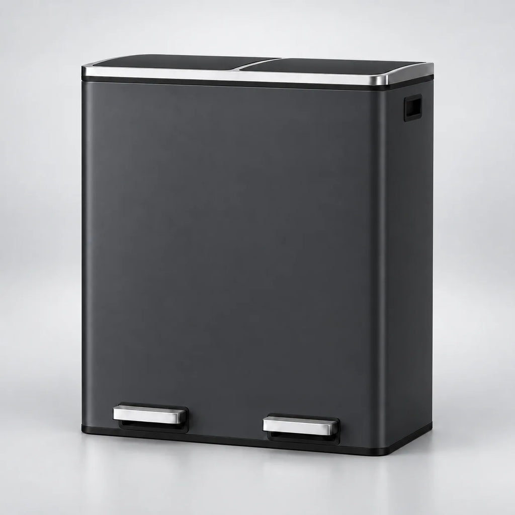 Poubelle Cuisine Double Compartiment SORTIVA 2x30L coloris Gris Anthracite