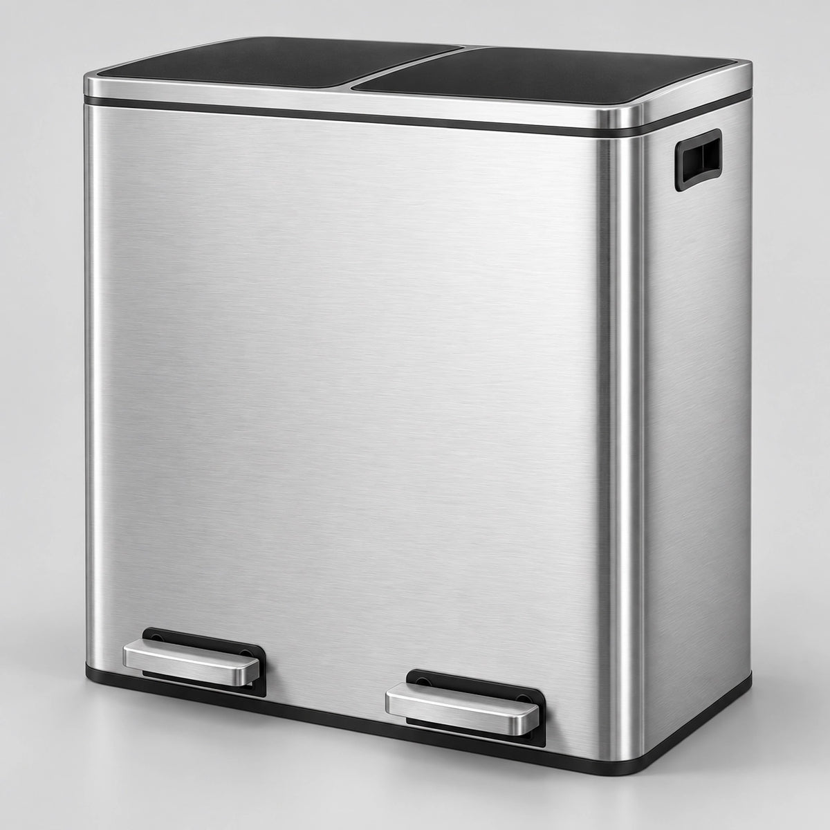 Poubelle Cuisine Double Compartiment SORTIVA 2x30L coloris Gris Inox