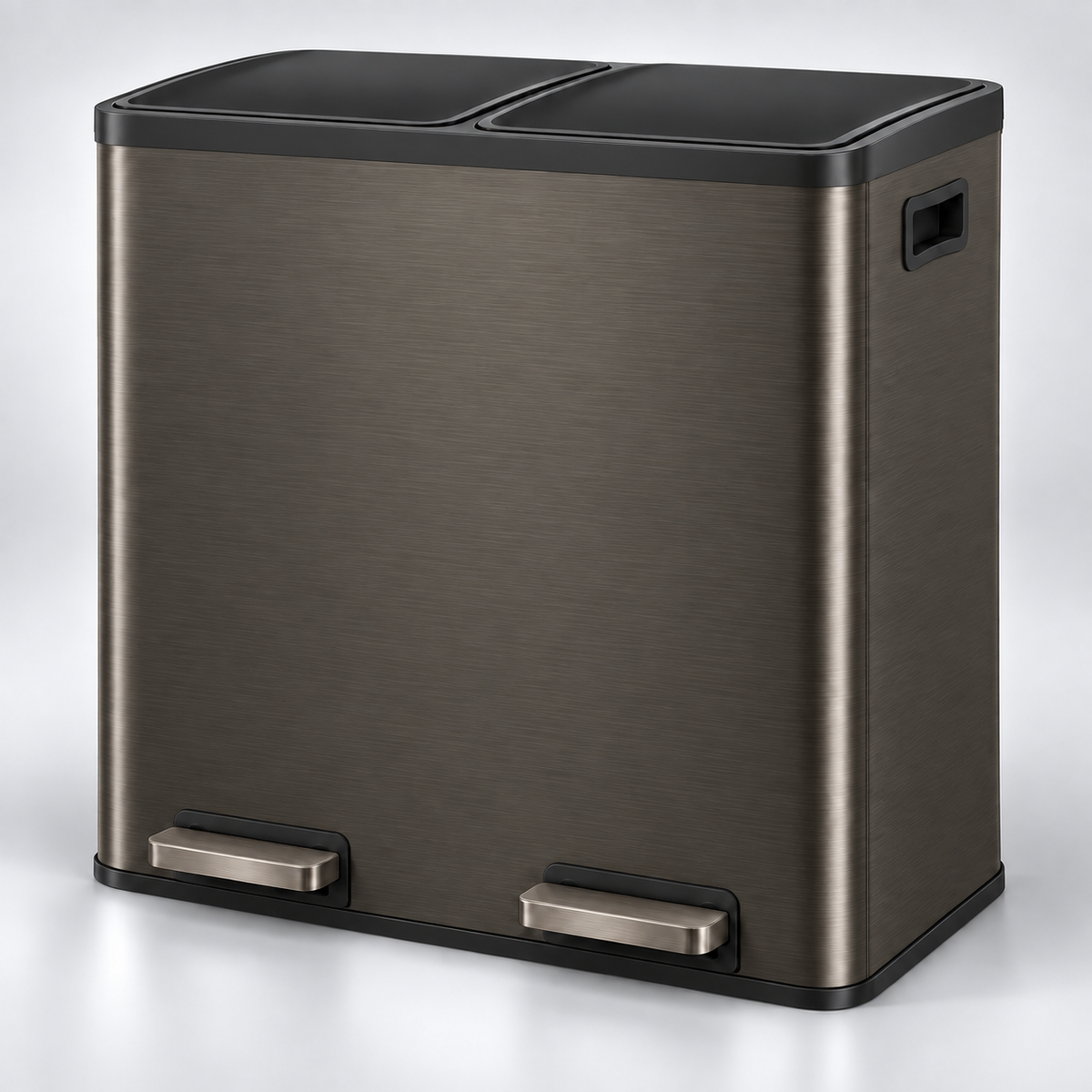 Poubelle Cuisine Double Compartiment SORTIVA 2x30L coloris Marron