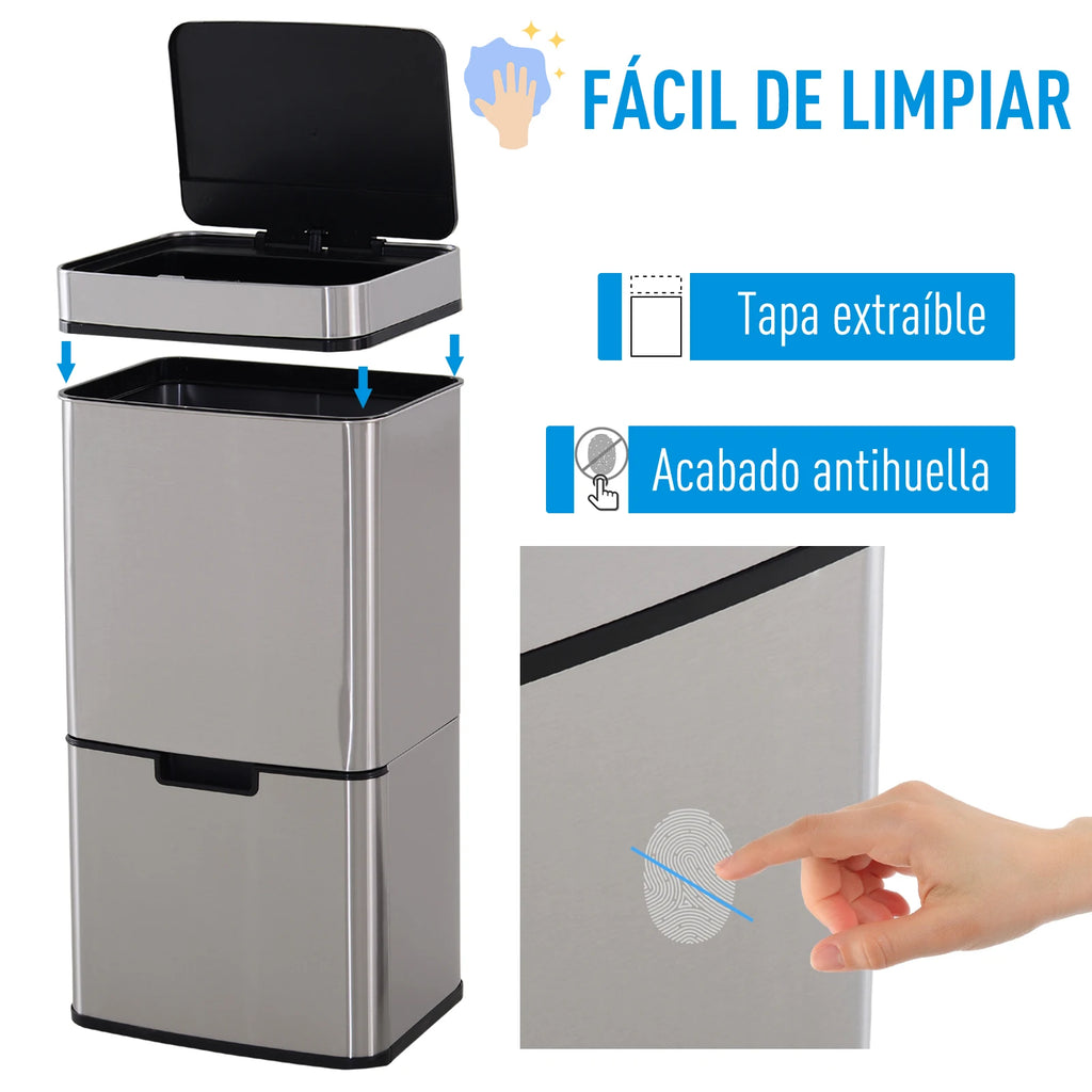 Poubelle tri-sélectif - Poubelle cuisine en acier inoxydable