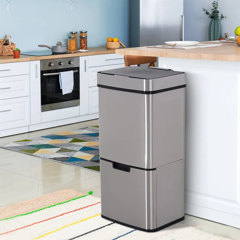 Poubelle tri-sélectif - Poubelle cuisine en acier inoxydable