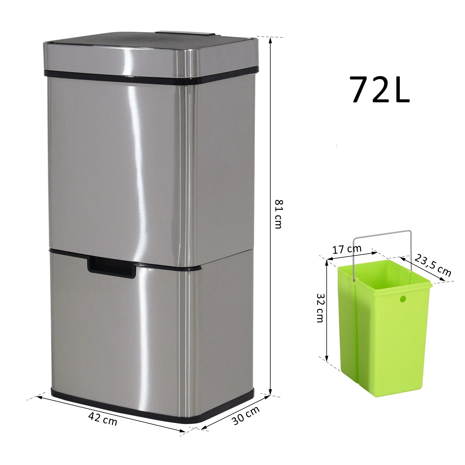 Poubelle tri-sélectif - Poubelle cuisine en acier inoxydable