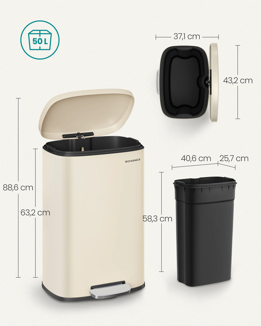 Poubelle à pédale - Poubelle bleu -50L