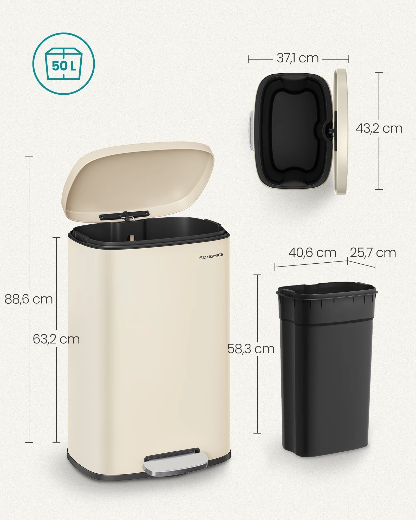 Poubelle à pédale - Poubelle bleu -50L