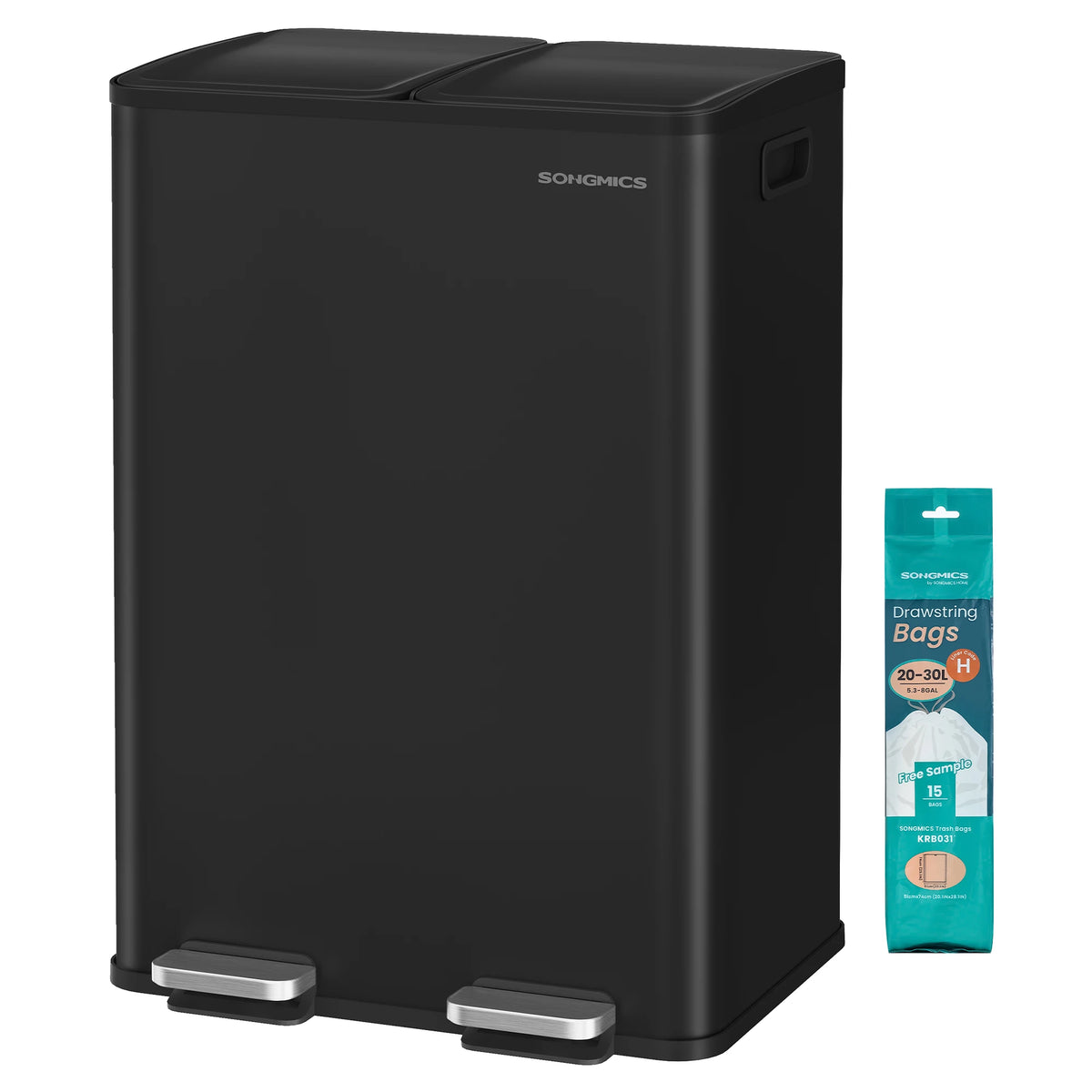 Poubelle double compartiment- Poubelle pédale longue 2x30L