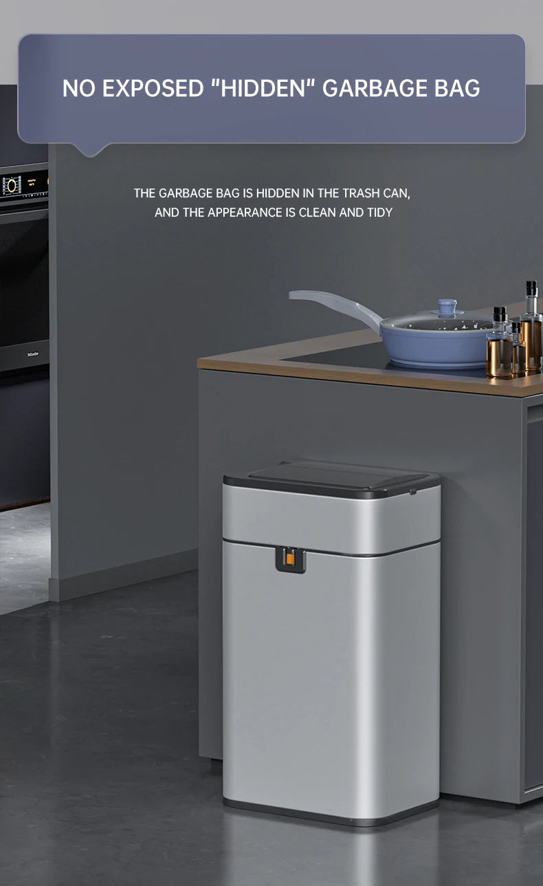 Poubelle automatique - Poubelle cuisine intelligente en acier inoxydable