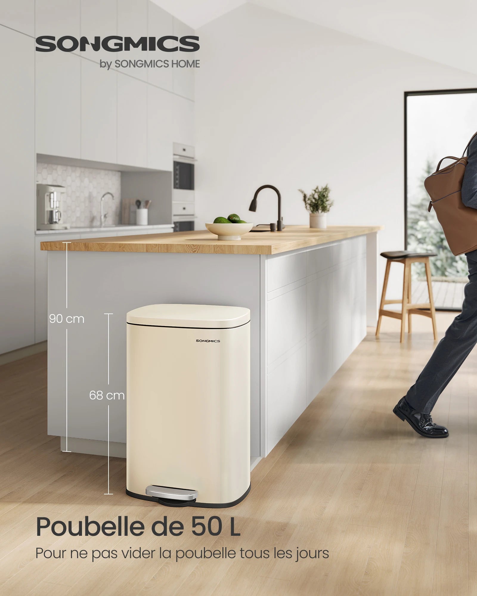 Poubelle à pédale - Poubelle bleu -50L