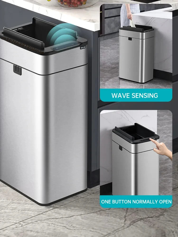 Poubelle automatique - Poubelle cuisine intelligente en acier inoxydable