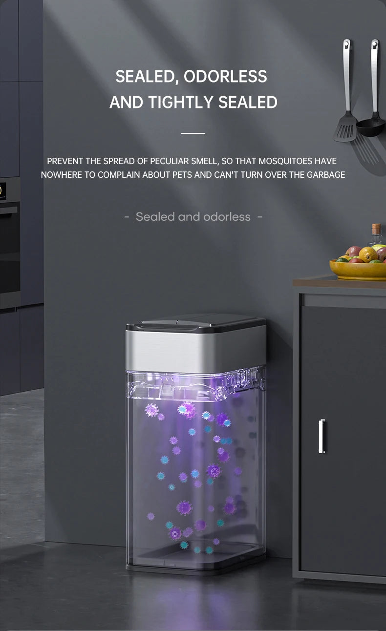 Poubelle automatique - Poubelle cuisine intelligente en acier inoxydable