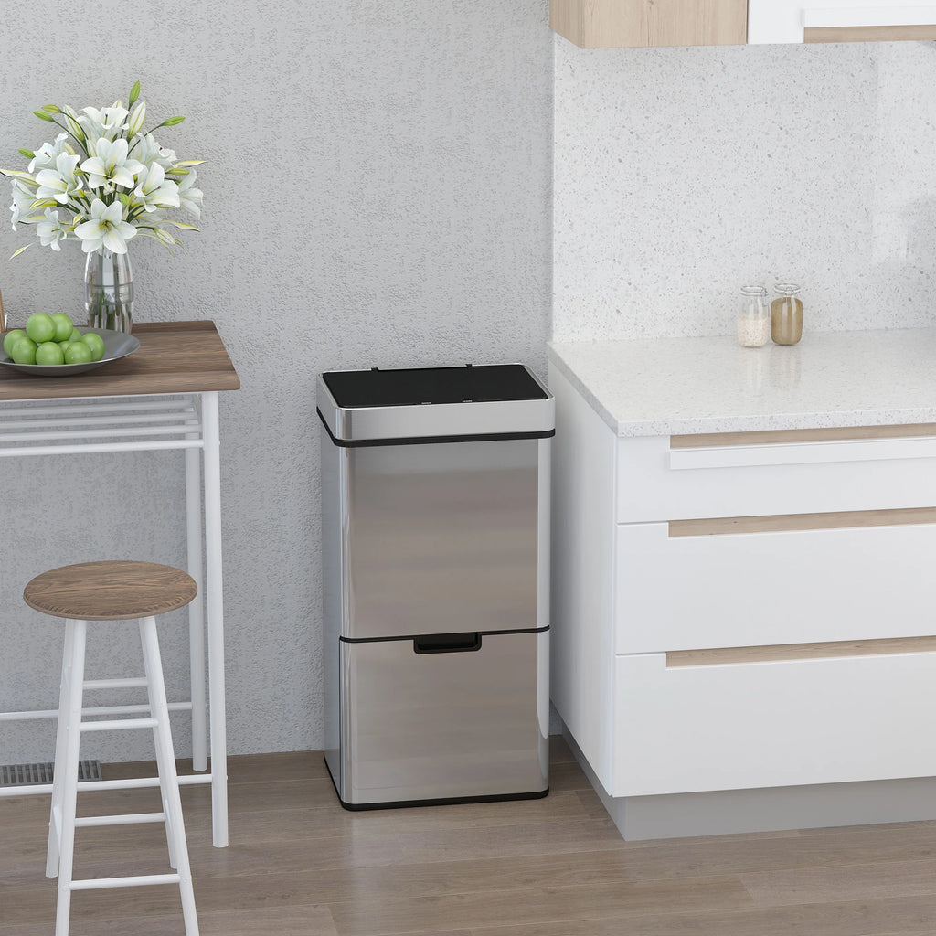 Poubelle tri-sélectif - Poubelle cuisine en acier inoxydable