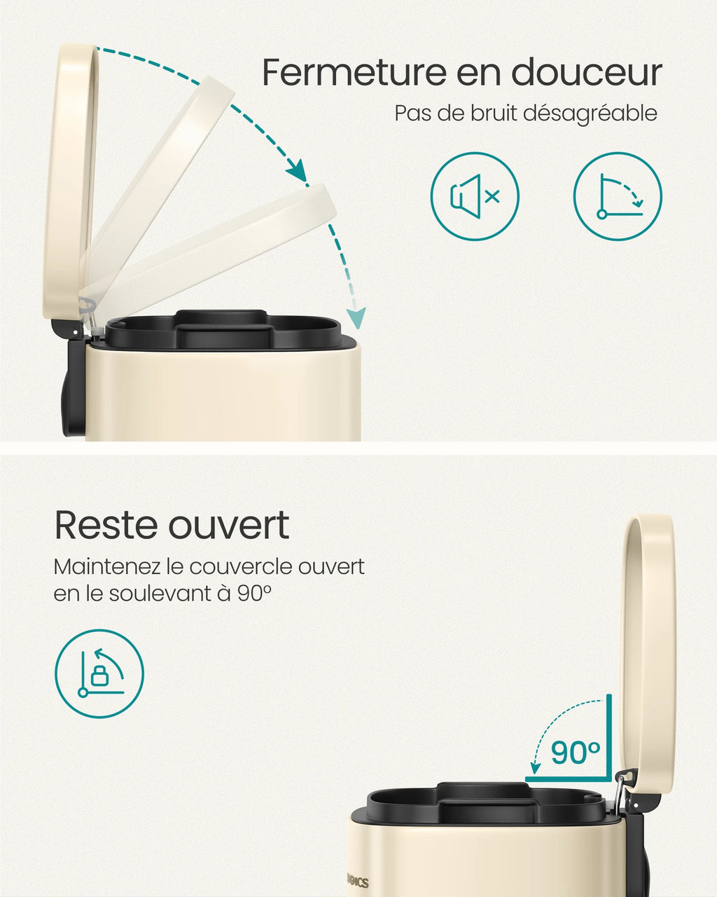 Poubelle à pédale- Poubelle beige - 50L