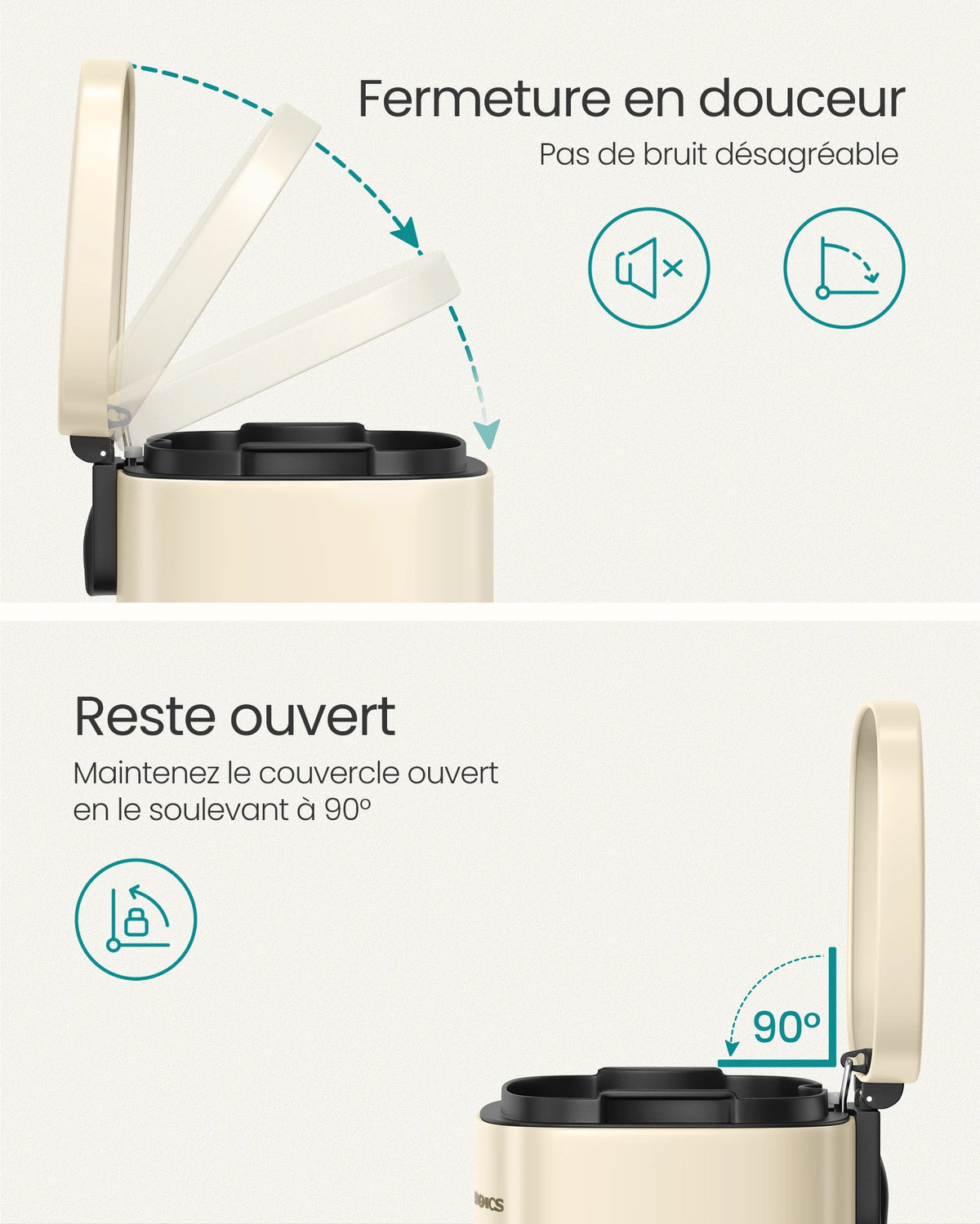 Poubelle à pédale- Poubelle beige - 50L