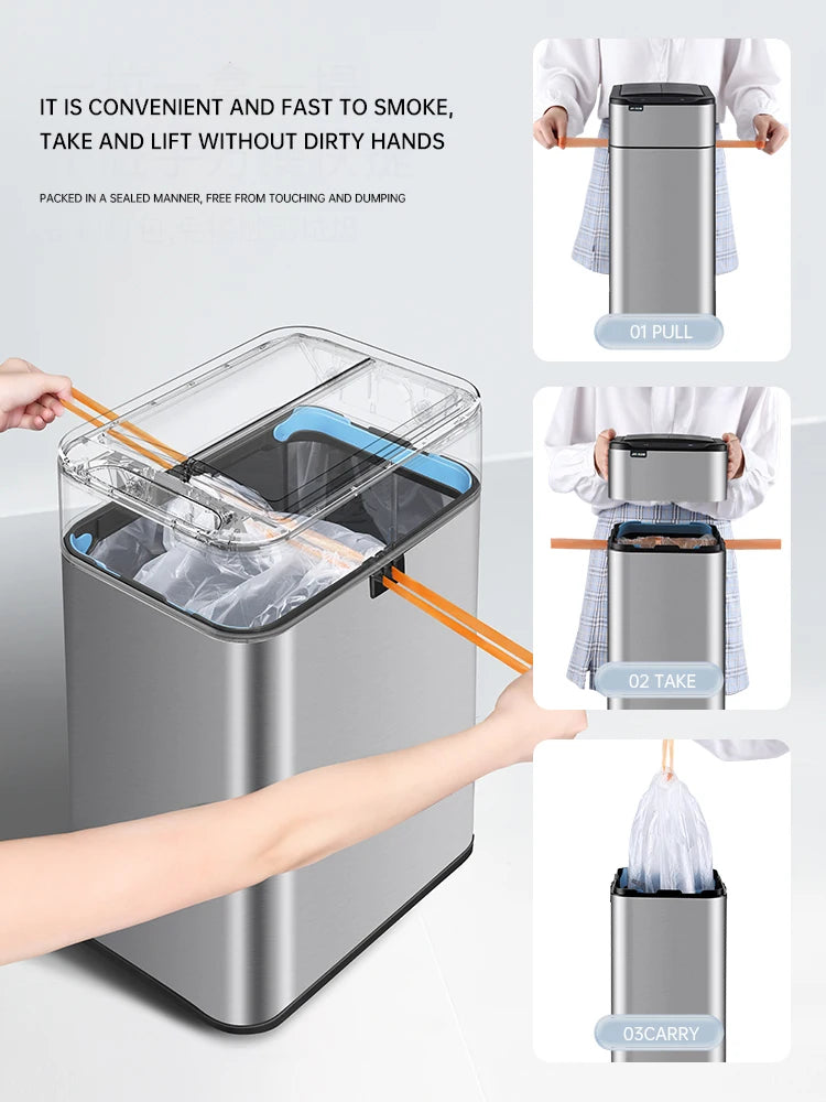 Poubelle automatique - Poubelle cuisine intelligente en acier inoxydable