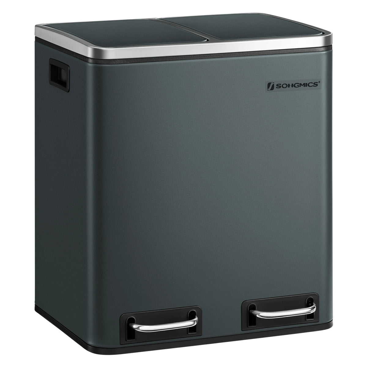 Poubelle double compartiment -Poubelle gris anthracite 2x15L