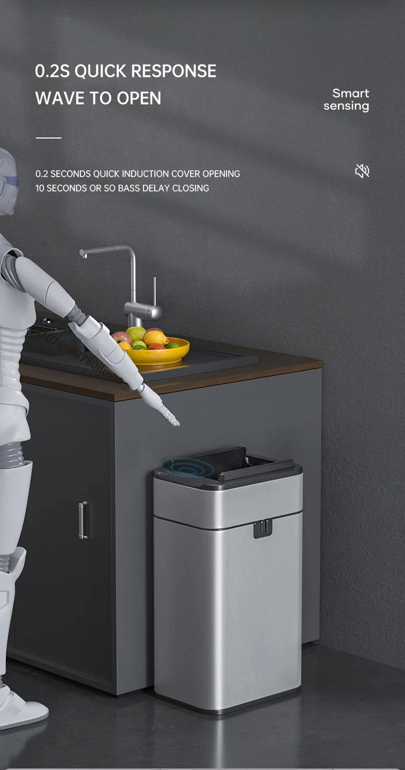 Poubelle automatique - Poubelle cuisine intelligente en acier inoxydable