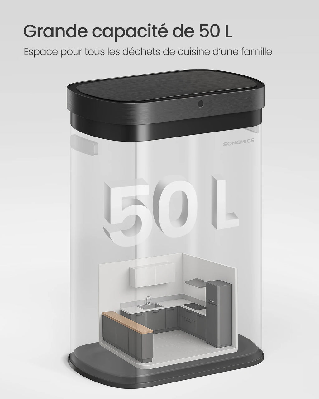 Poubelle automatique Noir - 50L