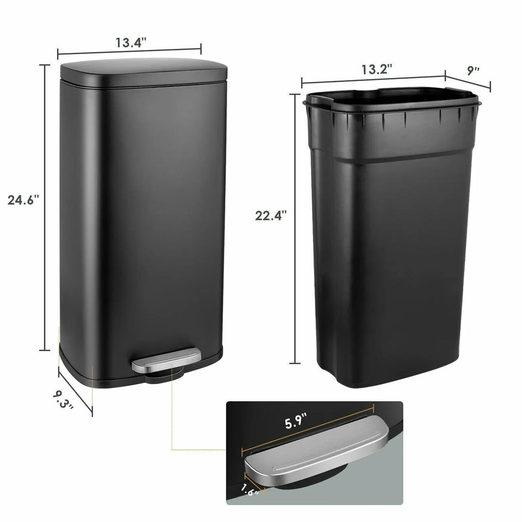 Poubelle à pédale - Poubelle noir- 30L