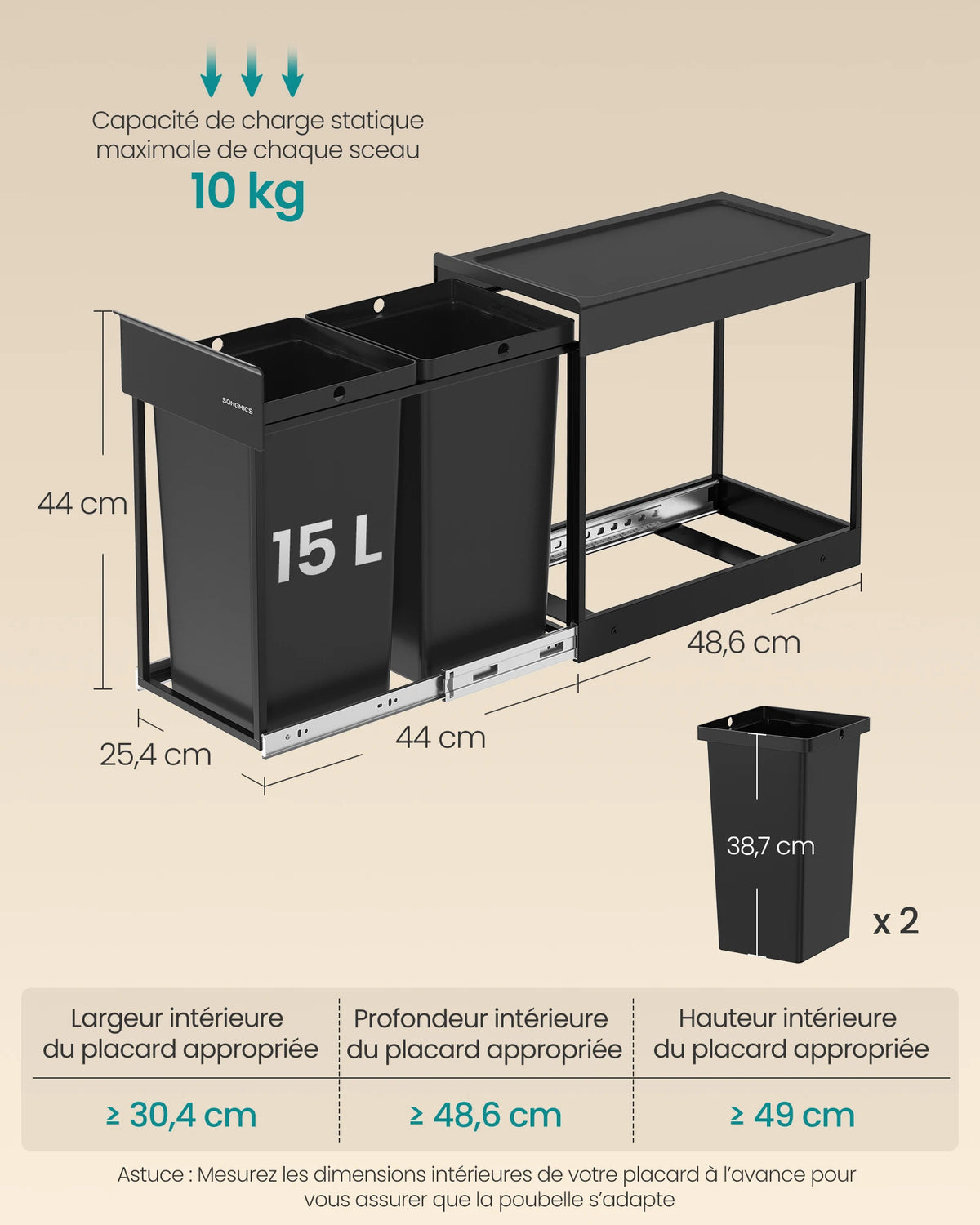 Poubelle double compartiment - Poubelle cuisine sous évier