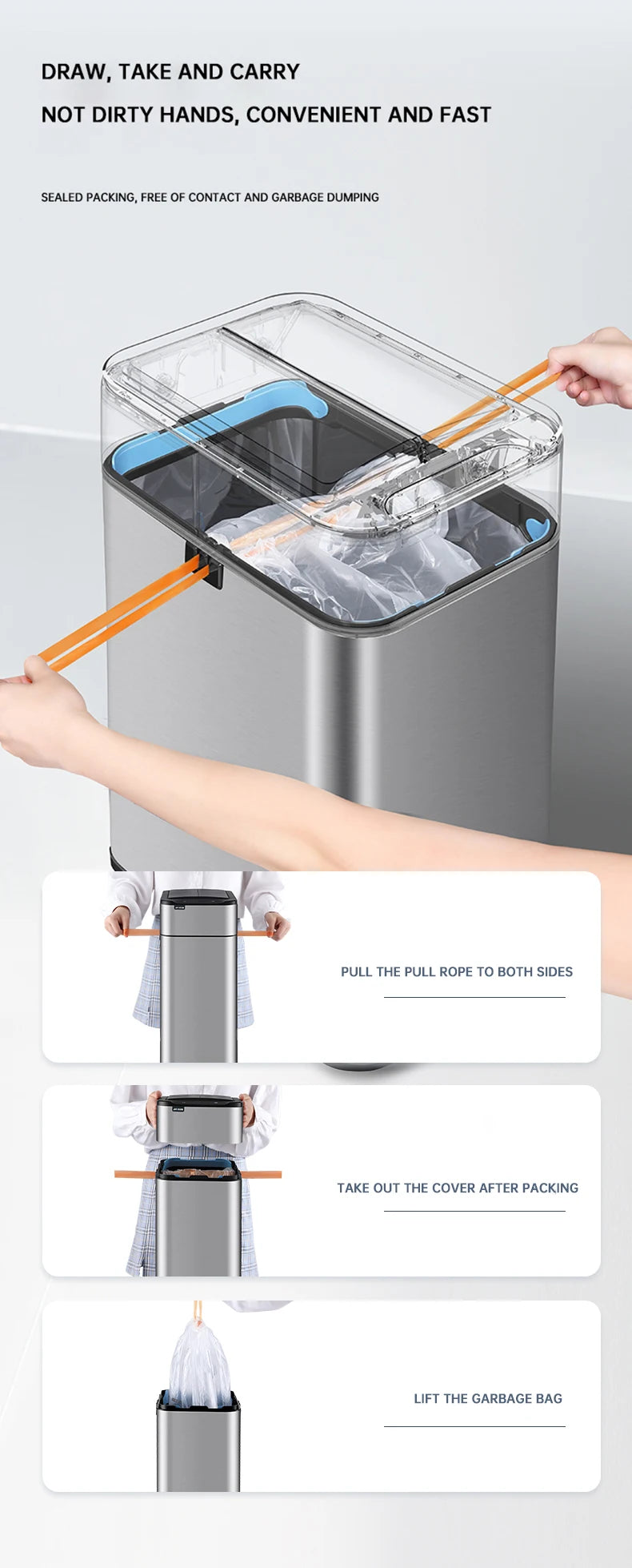 Poubelle automatique - Poubelle cuisine intelligente en acier inoxydable