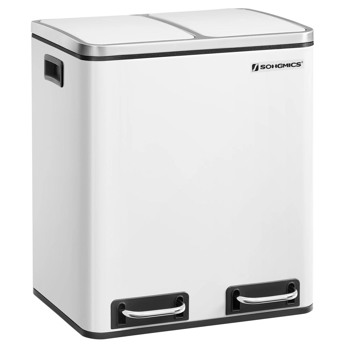 Poubelle double compartiment- Poubelle blanche 2x15L -