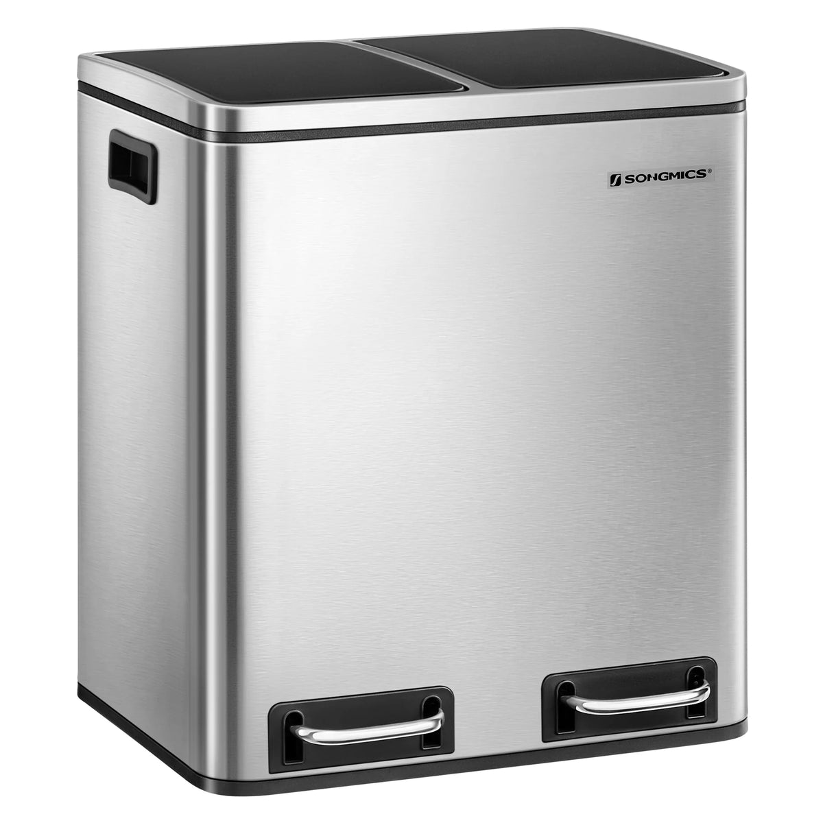 Poubelle double compartiment- Poubelle gris métalique 2x15L