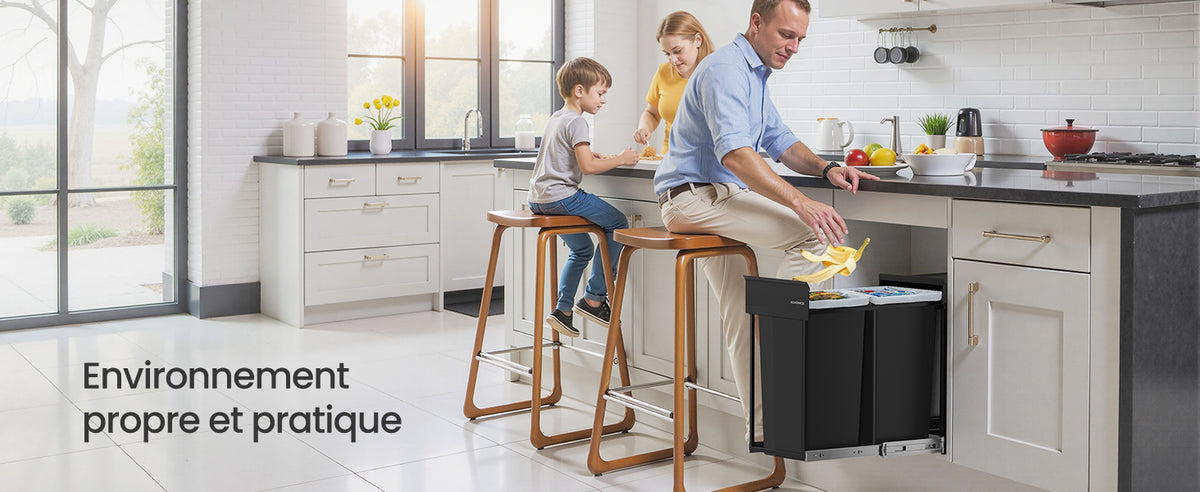 Poubelle double compartiment - Poubelle cuisine sous évier