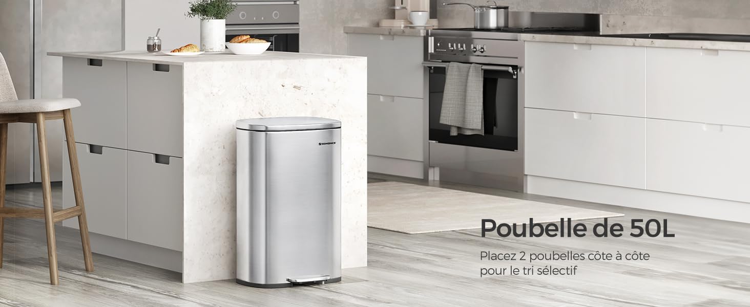 Poubelle à pédale - Poubelle bleu -50L