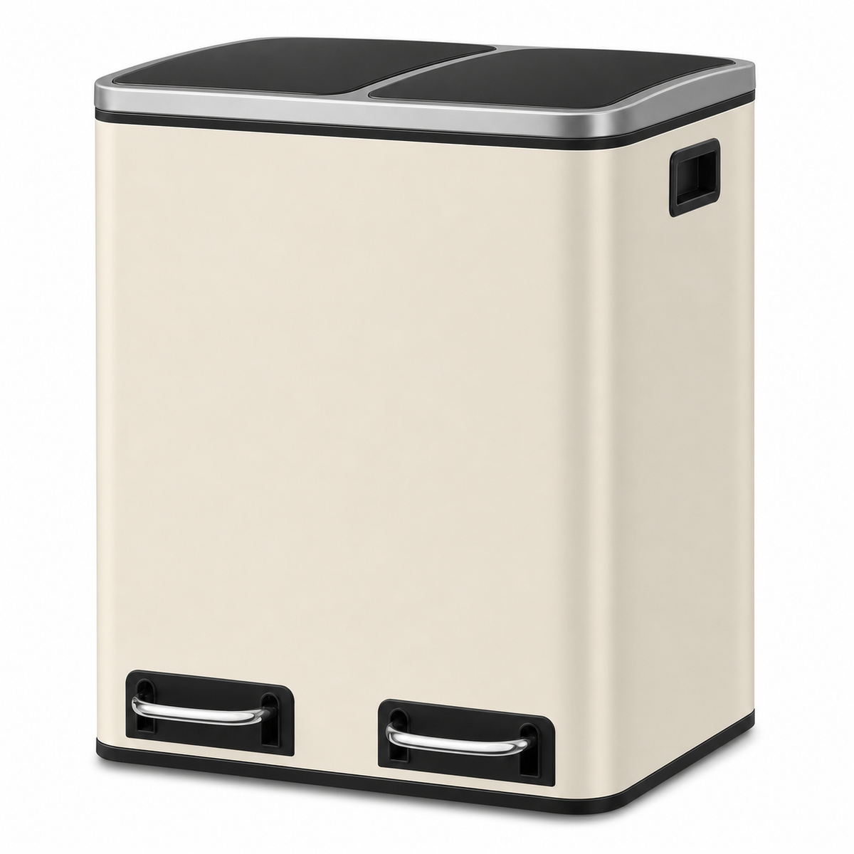 Poubelle double compartiment-  Poubelle beige 2 x 15L
